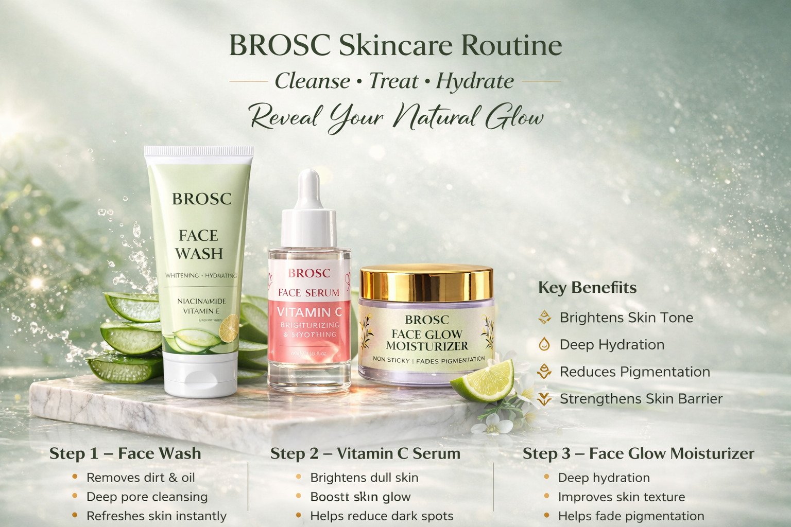 brosc daily glow skincare combo brosc daily glow skincare combo